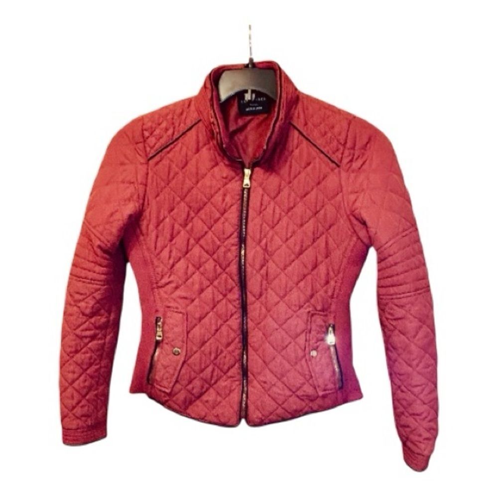 Love Tree quilted puffer lightweight cropped full zip terra cotta Jacket